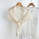Knitted Triangle Scarf Fake Collar Crochet Flower Cape Cloak