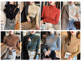 Knitted Tops Women Turtleneck Sweater Long Sleeve Casual Slim Pullover