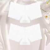 2Pcs Lace Four Shorts Women's Panties Floral Underwear S-XL