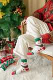 Christmas coral fleece warm and thick winter socks snowman floor socks