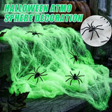 Halloween Glow in Dark Fake Cobwebs, Spider-Stretchy Spooky Web Decor