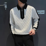 Men’s Half-Zip Polo Sweater – Loose Fit Long Sleeve Casual Top