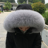 100% Natural Real Fox Fur Collar Fashion Scarves For Ladies Coat Jacket Winter Fur Scarf Black White Shawl