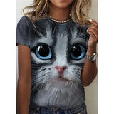 Women's 3d Dogs Cat Print T-Shirt Fashion Womens Tees Tops