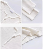 Women’s V-Neck Button Sweater Long Sleeve Slim Knit Pullover