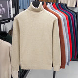Men's High-Neck Knitted Turtleneck Slim-Fit Long-Sleeve Anti-pilling Casual Elegant Plain Sweater