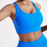 Women's Fitness Sport bra top cross back With chest pad