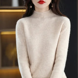 Women's Solid Long-Sleeve Half-high-collar basic warm bottoming shirts/sweater