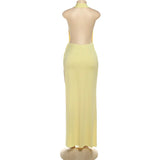 Women's Deep V Neck High Slit Backless Maxi Dress for Summer