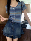 Ice Silk Short Sleeve Open Cardigan Women's Top Rainbow