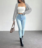 Women's Ribbed Knit Cardigan Sweater Coat Shoulder Wrap