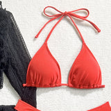 Sexy Lace Mesh Four-Piece Customizable Bikini Swimsuit Set
