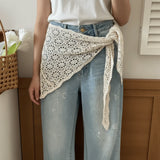Knitted Triangle Scarf Fake Collar Crochet Flower Cape Cloak
