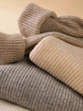 Women's High-Neck Knitted Turtleneck Slim-Fit Long-Sleeve Anti-Pilling Casual Elegant Plain Sweater
