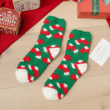 Christmas coral fleece warm and thick winter socks snowman floor socks