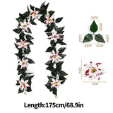 Christmas Greenery Garland with Lily & Red Berries for Mantel Decor