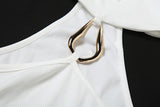Metal Buckle Decoration Tank Tops Women's Off-Shoulder Outfit