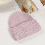 Women's Rabbit Fur Winter Hat Warm Beanie Solid Color Cap