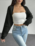 Women's Ribbed Knit Cardigan Sweater Coat Shoulder Wrap