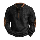 Men’s Rhombus Texture Half-Zip Sweatshirt – Fall Winter Pullover