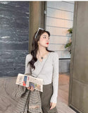 Women’s V-Neck Button Sweater Long Sleeve Slim Knit Pullover