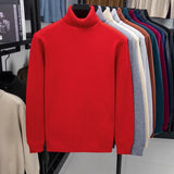 Men's High-Neck Knitted Turtleneck Slim-Fit Long-Sleeve Anti-pilling Casual Elegant Plain Sweater
