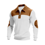 Men’s Color Block Zipper Polo Shirt – Casual Long Sleeve Top