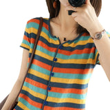 Fashionable Knitted Loose Thin Short-Sleeve Women's Top