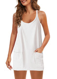 Summer Sleeveless Vest Dress Pocket Sports Short Skirt