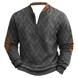 Men’s Patchwork Sweatshirt – Stand Collar Long Sleeve Casual Top