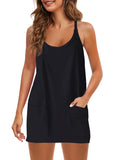 Summer Sleeveless Vest Dress Pocket Sports Short Skirt