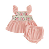 Toddler Kids Baby Girls Summer Flower Tanks Tops + Shorts