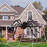 Huge Black Plush Spider Halloween Props (50-200cm Decor for Party Web)