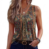 Fashionable Floral Print V-Neck Tank Top Women's Summer Shirt