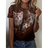 Women's 3d Dogs Cat Print T-Shirt Fashion Womens Tees Tops