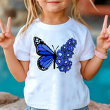 New 3D Butterfly Print Kids Girls T Shirt Summer Kids Clothe