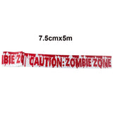 Orange Halloween Caution Tape  Black Skull Haunted House Warning Decor