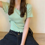 Summer Trendy Short Sleeve T-Shirt Women Slim Fit Top