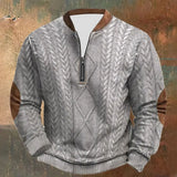 Men’s Patchwork Sweatshirt – Stand Collar Long Sleeve Casual Top