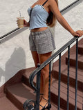 Women’s Y2K Retro Cleanfit Plaid Print Elastic Loungewear Loose Shorts