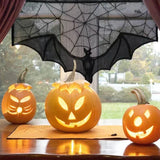 Black Bat Lace Halloween Tablecloth & Fireplace Mantel Scarf Cover