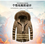 Men's Thick Warm Winter Jackets Top Long Fleece Parkas Plus Size Stand Collar Coats