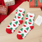 Christmas coral fleece warm and thick winter socks snowman floor socks