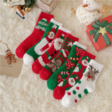 Christmas coral fleece warm and thick winter socks snowman floor socks