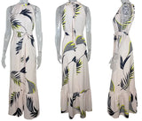 Hanging Neck Lace-up Printed Ruffle Dress Casual Sleeveless