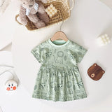 Sanlutoz Kids Girls Cotton Dress Short Sleeve Summer Style