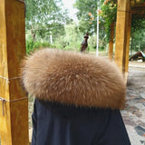 100% Real Fur Collar Women Raccoon Fur Scarf Warm Scarves Natural Fur Trim For Hood Man Coat Parkas Jackets Shawl Universal Down