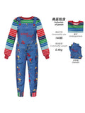 Chucky Costume Set: Striped Shirt & Blue Overalls Jump Dress - Cosplay