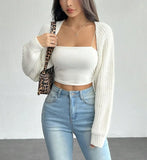 Women's Ribbed Knit Cardigan Sweater Coat Shoulder Wrap