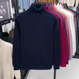 Men's High-Neck Knitted Turtleneck Slim-Fit Long-Sleeve Anti-pilling Casual Elegant Plain Sweater